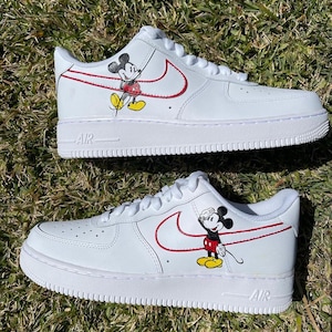 Custom Disney Nike Air Force 1, Custom Air Force 1, Mickey Air Force 1 Custom, Disney Custom Nikes, Painted Nike Air Force 1