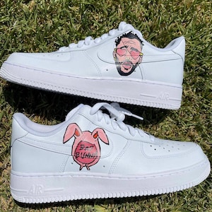 Custom Bad Bunny Nike Air Force 1, Custom Air Force 1, Shoe Customs, Painted Nike Air Force 1