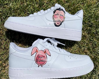 Custom Bad Bunny Nike Air Force 1, Custom Air Force 1, Shoe