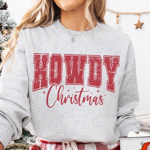 Sudadera navideña con cuello redondo, sudadera universitaria de regalo, suéter navideño campestre de regalo, sudadera retro de vaquero occidental, estilo western