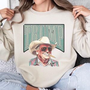 Western Donald Trump Cowboy 2024 Sweatshirt, Trump Daddy Sweater, Trump Cowboy Tee, 2024 Trump White House Sweatshirt, President Trump