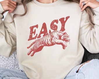 Easy Tiger Vintage Graphics Sweatshirt, Aesthetic Trendy Print, Vintage Graphics Sweatshirt, Retro oversized Sweatshirt, 90s Style Sweater