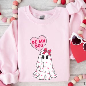 Be My Boo Valentines Day Crewneck Sweatshirt, Heart Sweatshirt, Valentines Day Gift For Her, Valentine Ghost Sweatshirt, Valentines Sweater