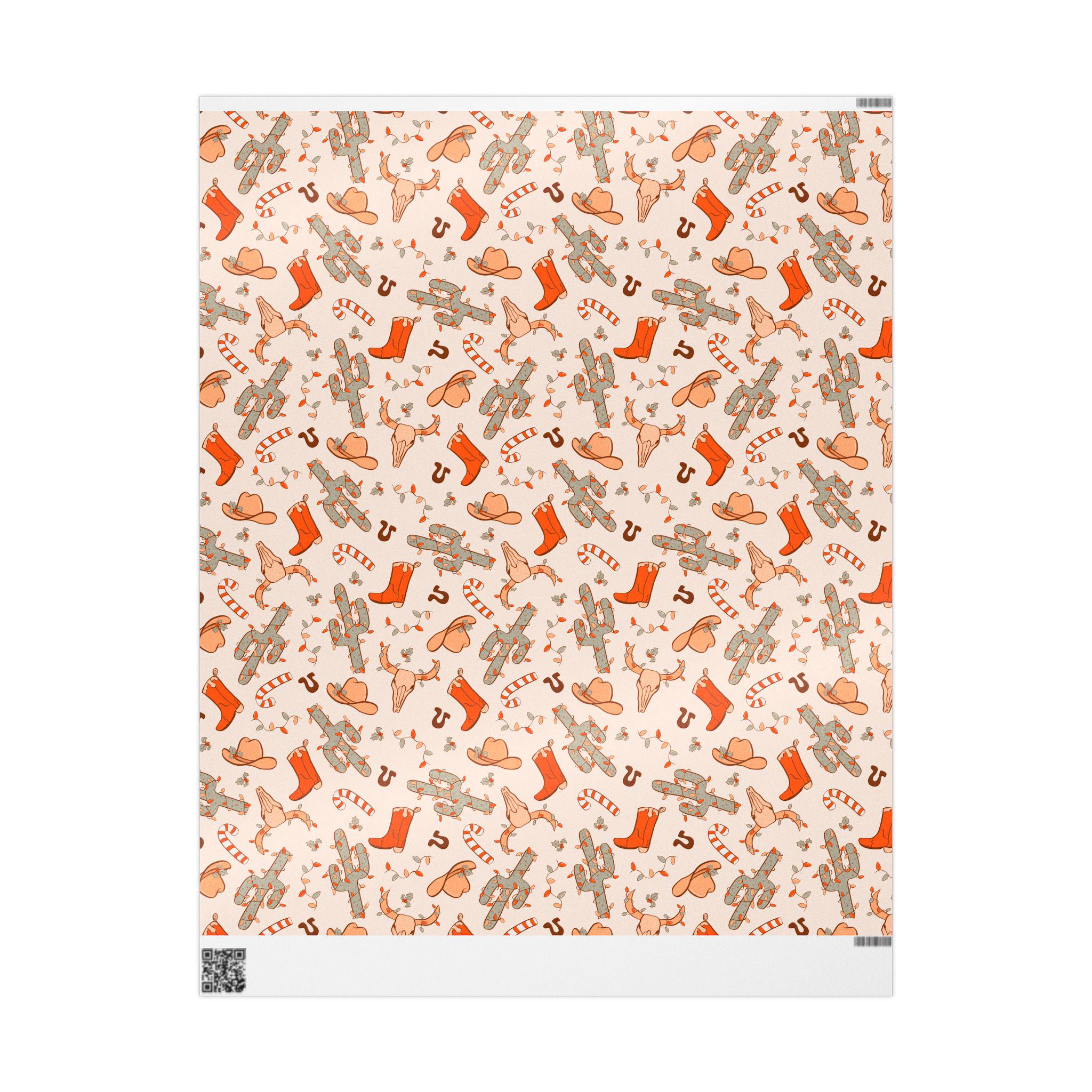 Western Cowboy Retro Wrapping Paper, Cowboy Christmas Gift Wrap, Festive Wrapping Paper, Retro Christmas Vibe, Vintage Christmas Charm Wrap