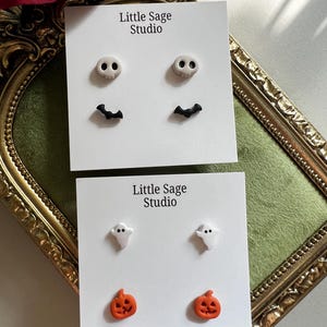 Halloween stud Pack - Autumn Earrings , Skull , Ghost , Jack o lantern , Bats Jewelry,  Surgical Stainless steel posts