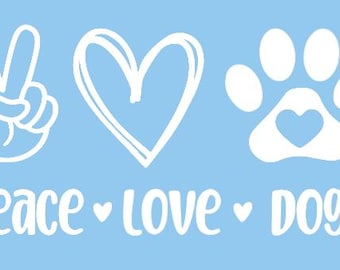 Car decals, vinyl, mom, dad, kids, Peace, Love, Dog, pets