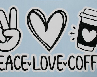 Car decals, vinyl, mom, dad, Peace, Love, Coffee