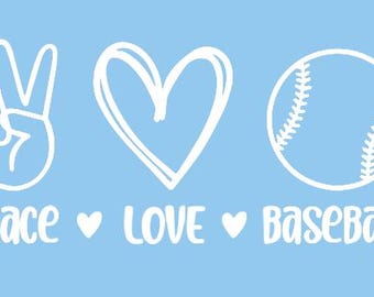 Peace Love Baseball Vinyl Car Decal