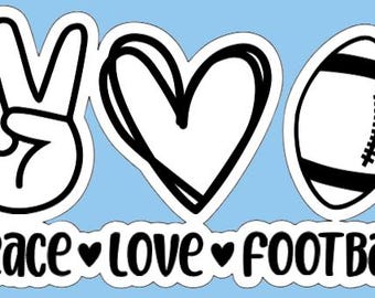 Peace Love Football Vinyl Car Decal, Sports Team Mascot
