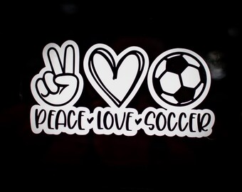 Peace Love Soccer Vinyl Car Decal, Sports Team, Customizable
