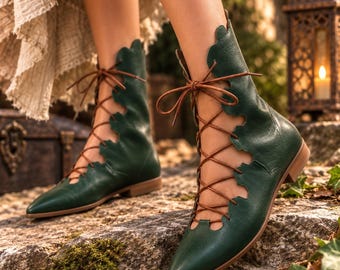 Leather Elf Shoes: Medieval Cosplay Costume, Ren Fair Festival Shoes