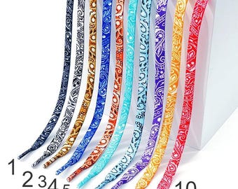 Japanese Style Flat Shoelaces: Hand-Painted Cashew Flower Design
