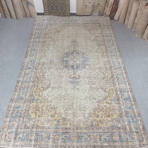 7x12 Rug,Vintage Area Rug,7x11 Turkish Rug,Oversize Area Rug, Wool Rug, Beige Rug,7x12 Oushak Rug Large Area Rug,Living room Rug,6.8x11.8 ft