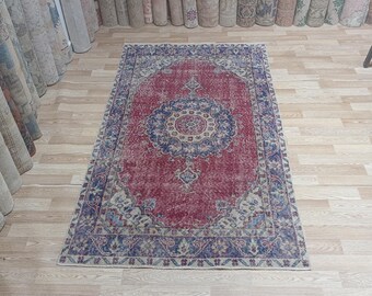 4x6 Rug,Area Rug, Vintage Wool Rug, Bedroom Livingroom Kitchen Rug, 4x6 Vintage Wool Rugs, Handmade Vintage Wool Rugs,4x6 Turkish Area Rugs,