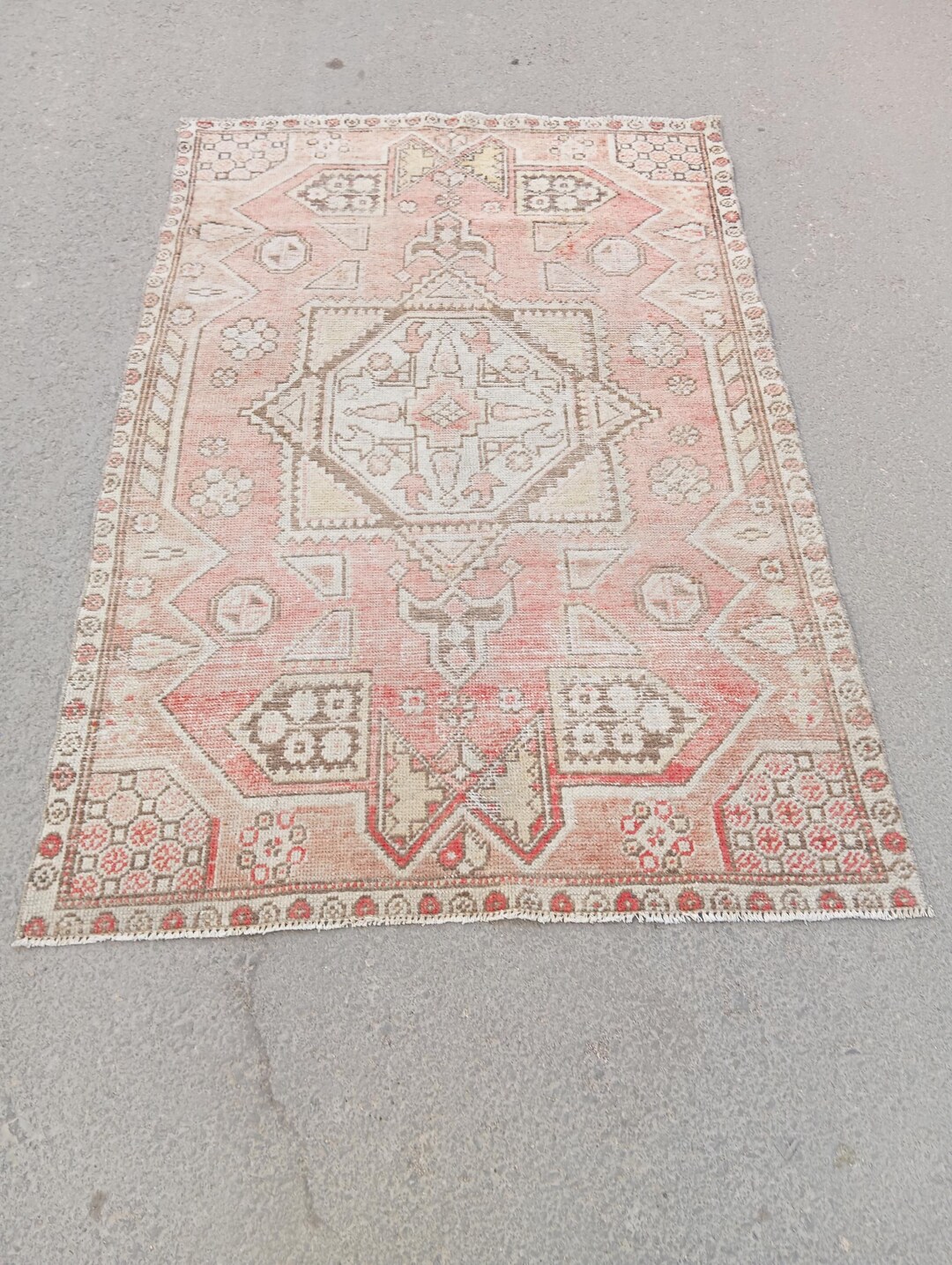 4x5 Rug,4x5 Red Beige Brown Rug,coloring Rug,vintage 4x5 Rug,area Rug ...