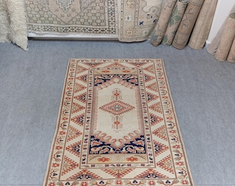 4x5 Turkish Rug,Oushak Rug,4x5 Antique Rug,Area Rug,4x5 Vintage Rug, Anatolian,Neatural Rug,Vintage Small Rug,Handmade Wool Rug,3.9x5.3 feet