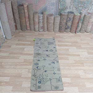2x5 Rug,2x5 Turkish Rug,2x5 Runner rug,2x5 Handmade Wool Rug,2x5 Kitchen Rug, 2x5 Oushak Runner Rugs, Neatural Rug, 2x5 Faded Rug,1.8x4.7 ft