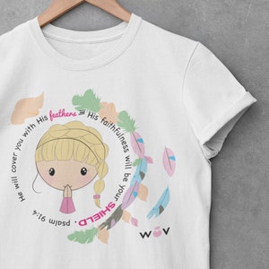 He will cover you with  His Feathers Psalm 91 kids Youth Short Sleeve Tee