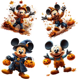 Clipart di Topolino di Halloween: 4 disegni PNG (download digitale)