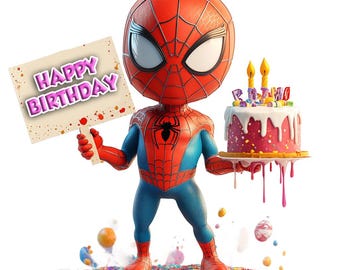 Spiderman Birthday Clipart: High-Resolution PNG (Digital Download)