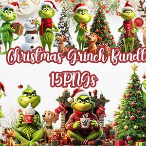 Clipart Grinch di Natale, 15 PNG Grinch Clipart invernale, Clipart di Natale, Clipart di cartoni animati, SVG di Natale, Grinch Svg, Grinch PNG, Maglietta Grinch