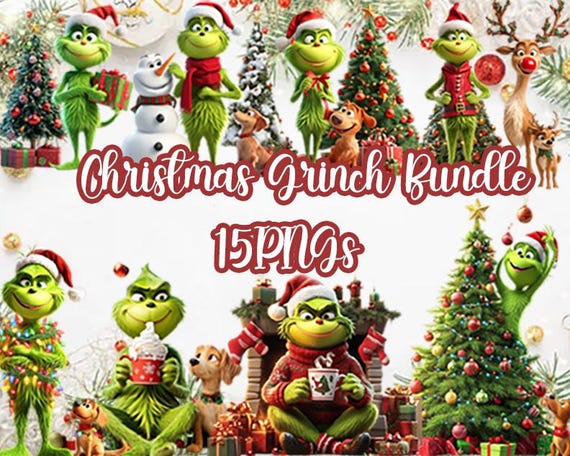 Christmas Grinch Clipart: 15 PNG Holiday Cartoon Graphics