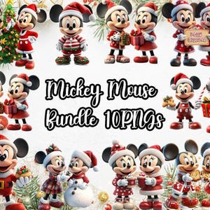 Christmas Mickey Mouse Clipart: Holiday PNG Bundle (10 Designs)