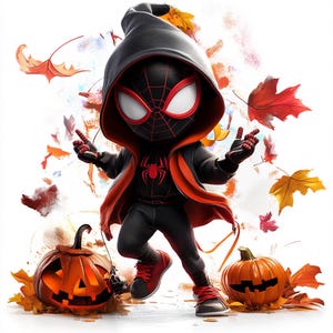 Halloween Spiderman PNG Clipart: Miles Morales 3D Cartoon (Digital Download)