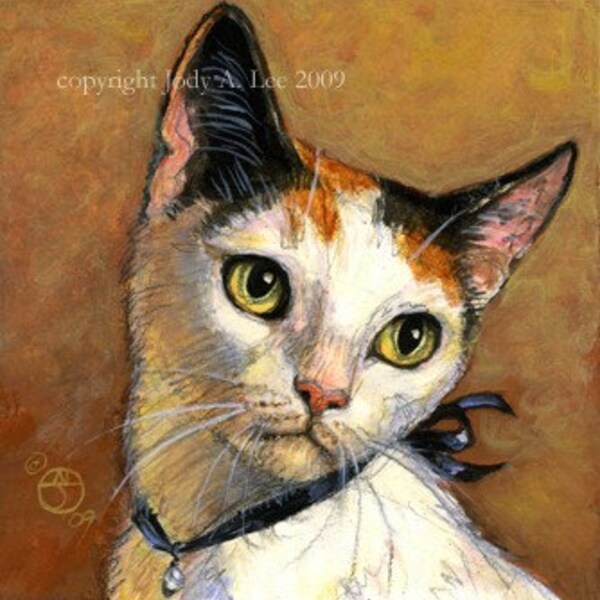 Japanese Bobtail Cat Original Oil Painting