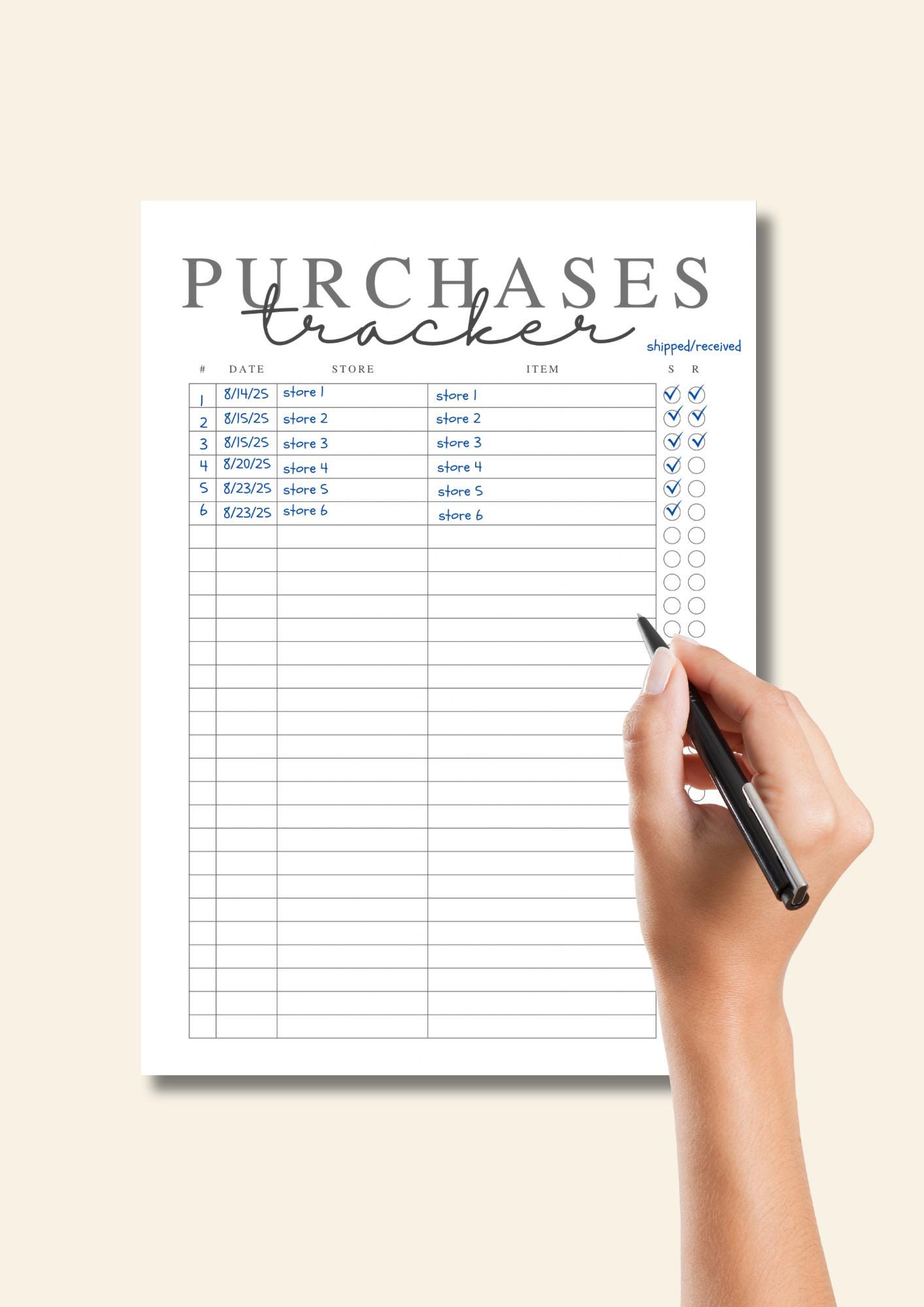 Purchase Tracker Form.pdf Purchase Tracker Printable: Expense & Order Log (a5/a4/letter Sizes ...