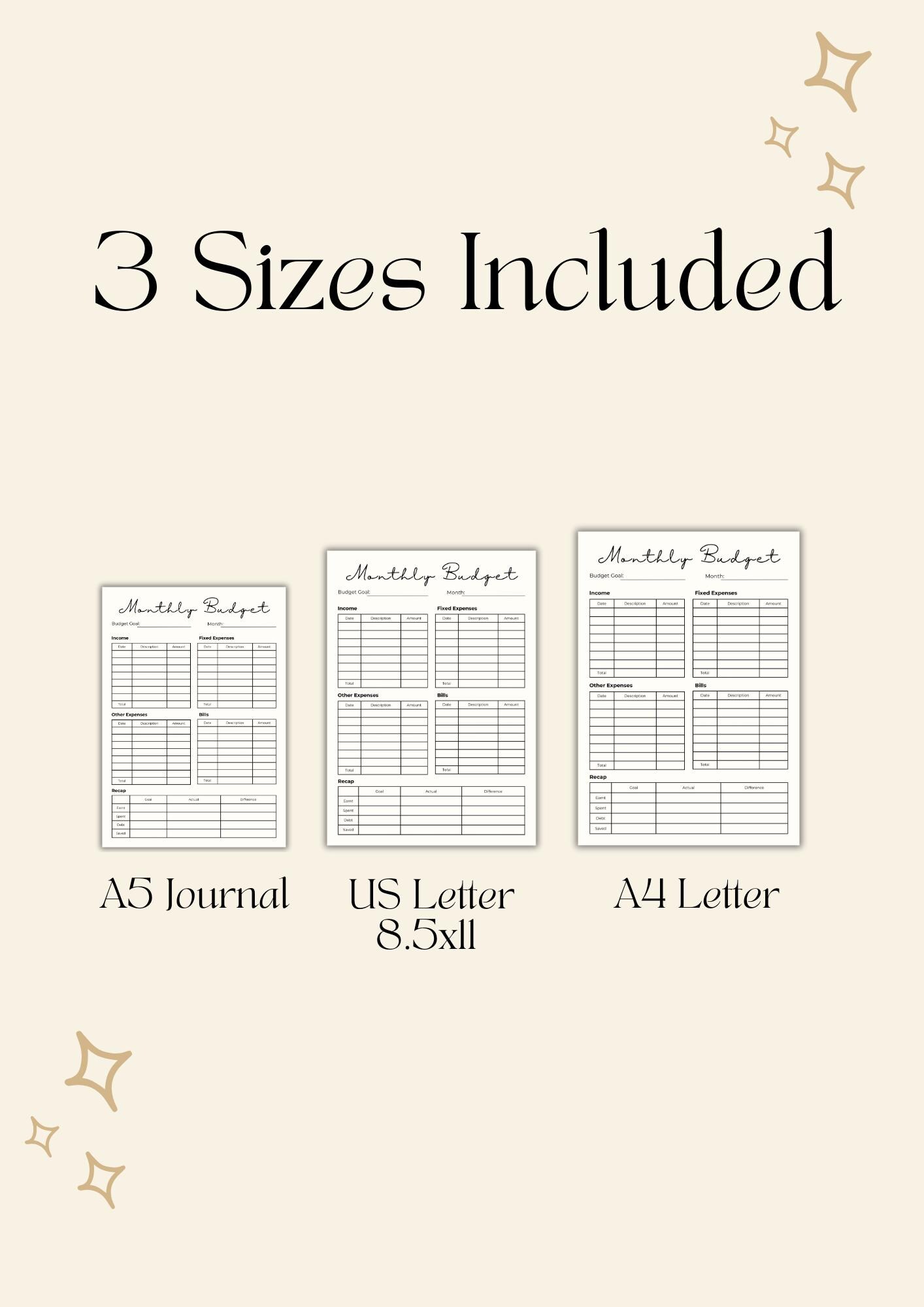 Monthly Budget Planner Printable: Paycheck Tracker, A4 A5 Letter (PDF ...