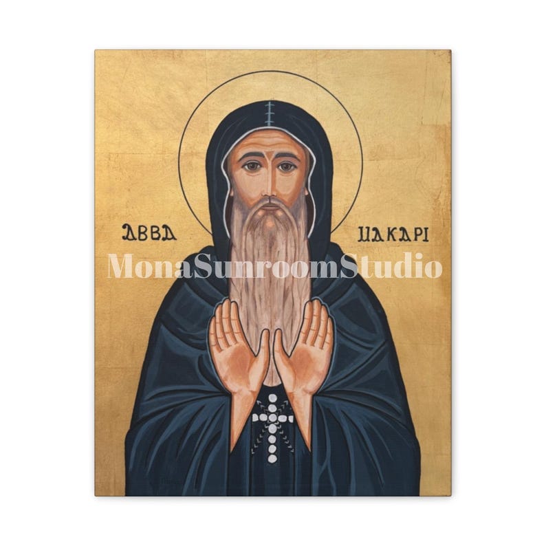 St. Macarius Icon St. Macarius the Great Coptic Icon - Canvas Print - Etsy