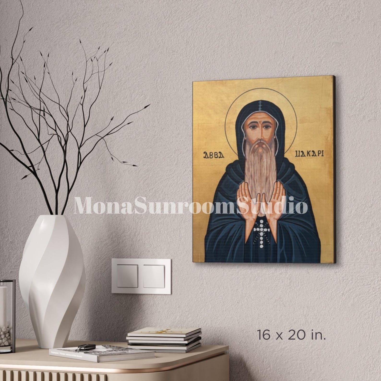St. Macarius Icon St. Macarius the Great Coptic Icon - Canvas Print - Etsy