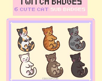 ¡6 lindas insignias de suscripción/bit de GATO para transmitir en Twitch! - listas para usar