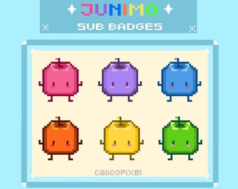 Insignias o emoticones Rainbow Pixel Junimo de Stardew Valley. Disponibles en 6 tamaños.