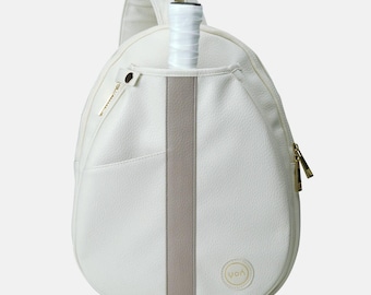 Vegan Leather Pickleball Sling Bag: Cream Court Essentials Holder