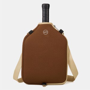 Coffee Neoprene Crossbody Pickleball Paddle Cover: Stylish Sport Bag