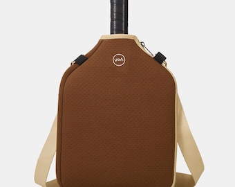 Coffee Neoprene Crossbody Pickleball Paddle Cover: Stylish Sport Bag