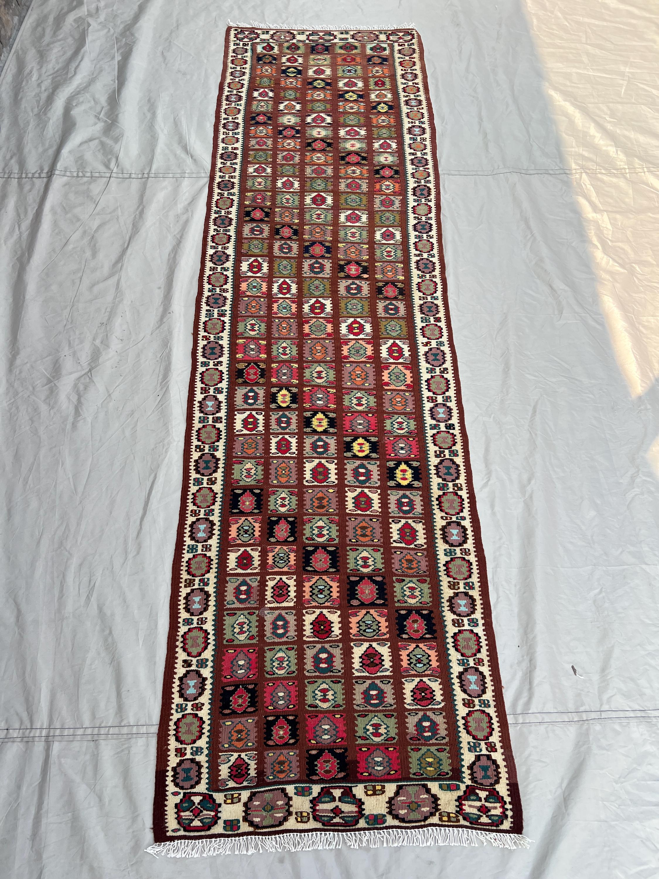 2'2" x 7'9 ft Vintage Afghan Handwoven Kilim | Traditional Tribal Design | Colorful Geometric Pattern Tribal