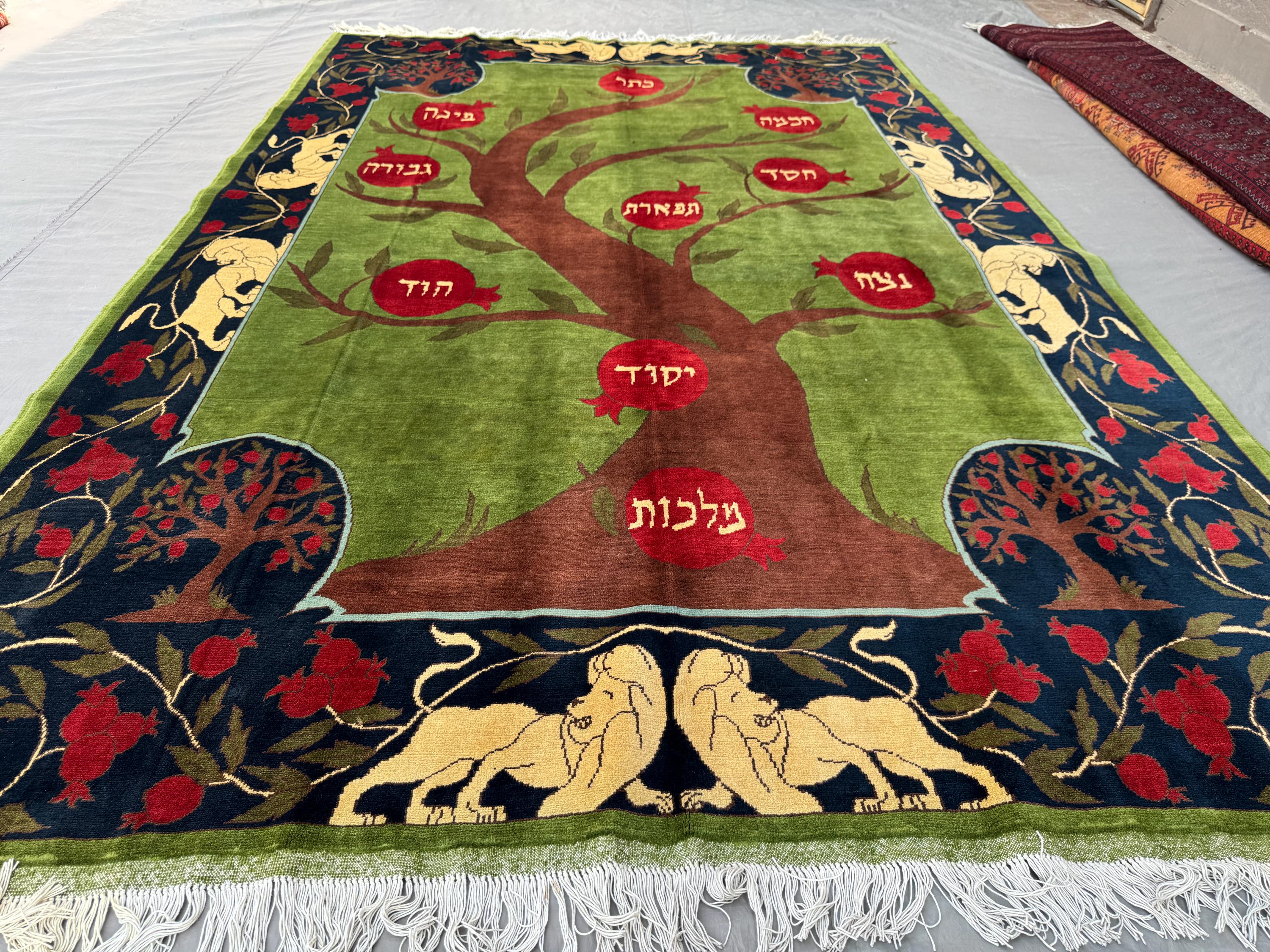 7 x 10 ft Afghan Hand-Knotted Vintage Rare Soft Pile One of a Kind Pictorial Tree of Life Balochi Design | Bedroom Decor rug