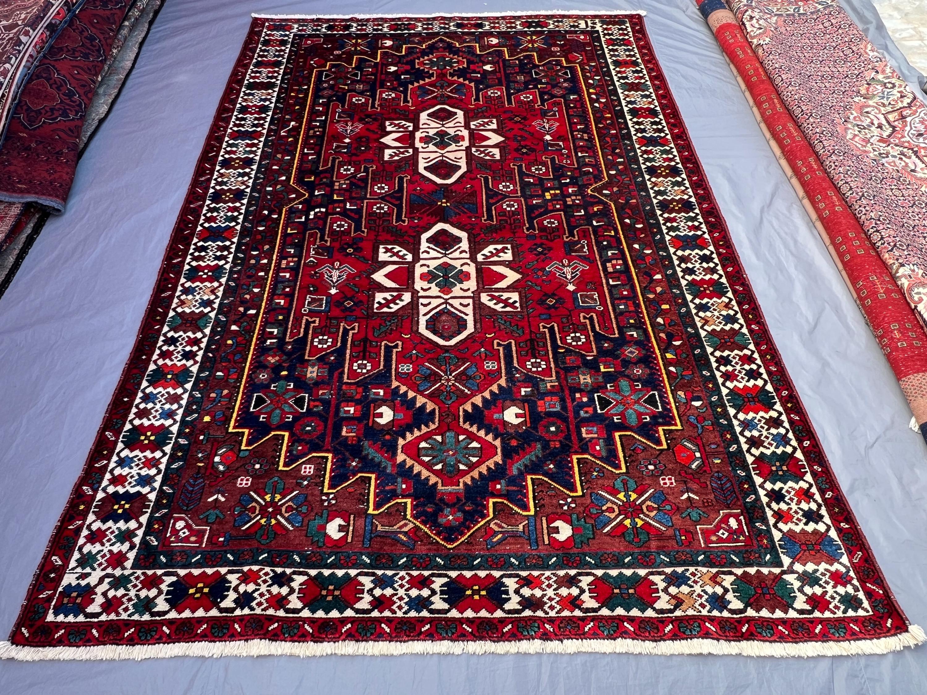 6'10 x 10'3 ft Afghan Hand Knotted Rug Baluchi Tribal Geometric Vintage Area Rug Living Room Bedroom Dinning Room Decor One Of A Kind