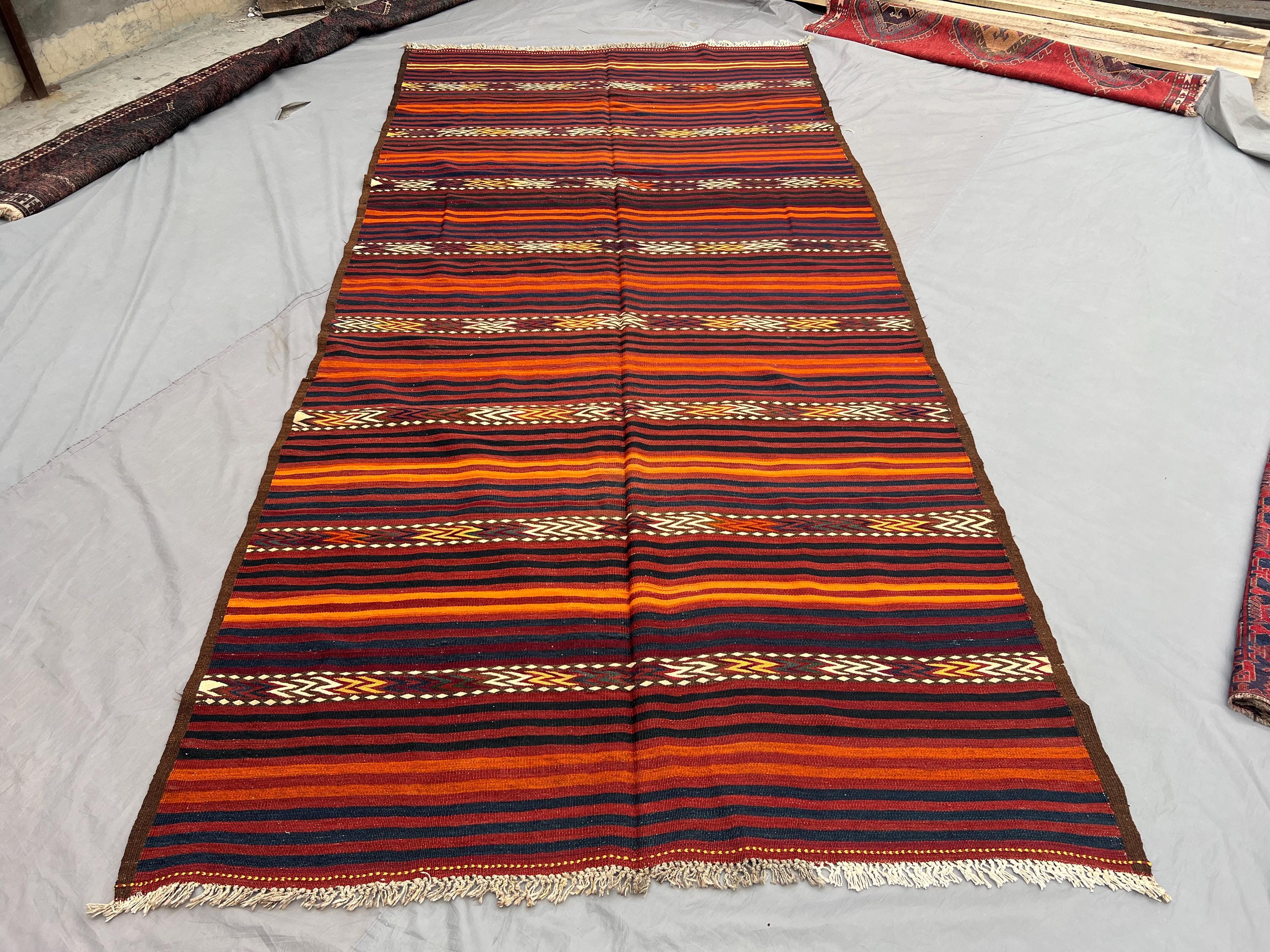 6x13 Wide Runner Rug, Flatweave Kilim Handmade Wool Rug, Colorful Red Afghan Oriental Rug, Entryway Rug, Living Room Rug, 13ft Runner Rug