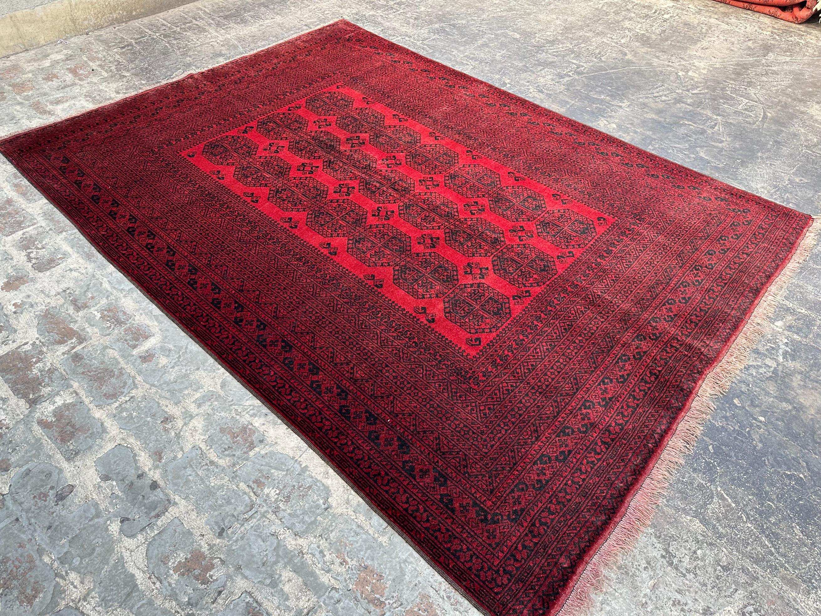 7x9 Antique Ersari Turkmen Rug | Hand-Knotted Afghan Carpet | Elephent foot Design | Tribal Wool Area Rug, Living room rug, Floor Rug, Decor