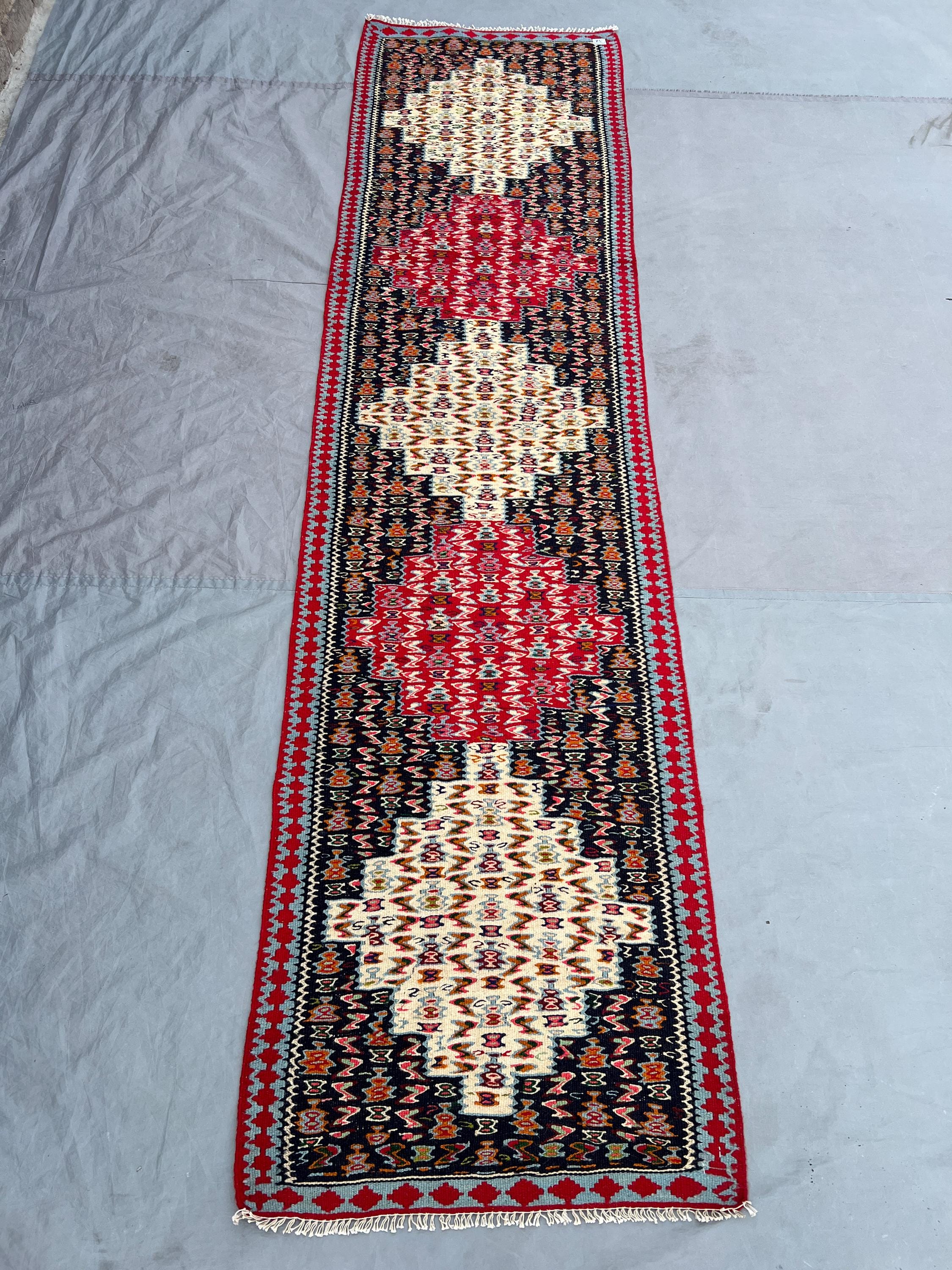 2'1x8'5 ft Vintage Afghan Kilim Runner, Handmade Flatweave Wool Rug, Narrow Hallway Runner Rug, Tribal Medallion Carpet, Boho Home Decor