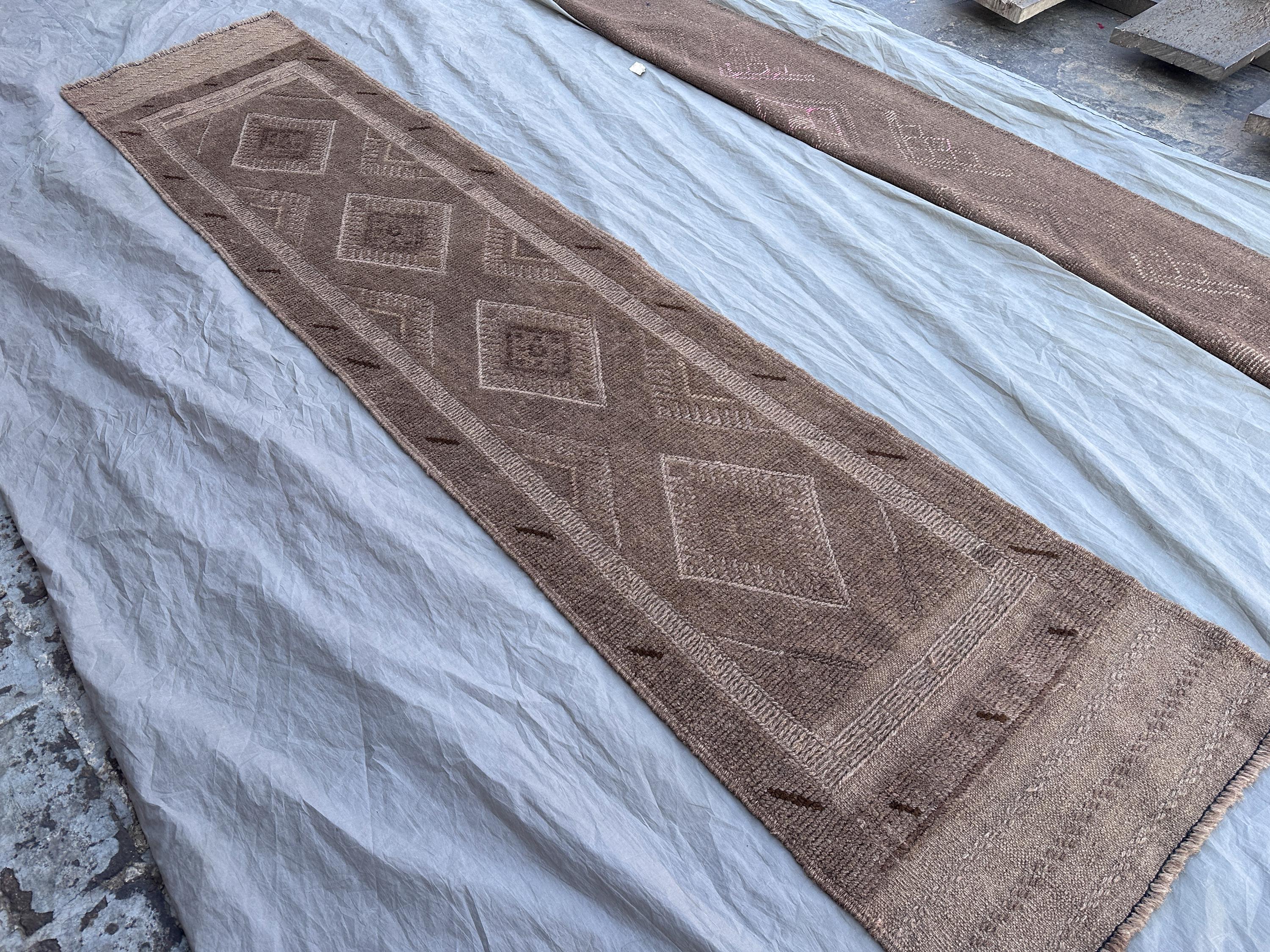 1'10x8'5 ft Antique Afghan Handmade Runner Rug | Tribal Mishwani Baluch Wool Rug | Vintage Terracotta Hallway Carpet | Rustic Bohemian Decor