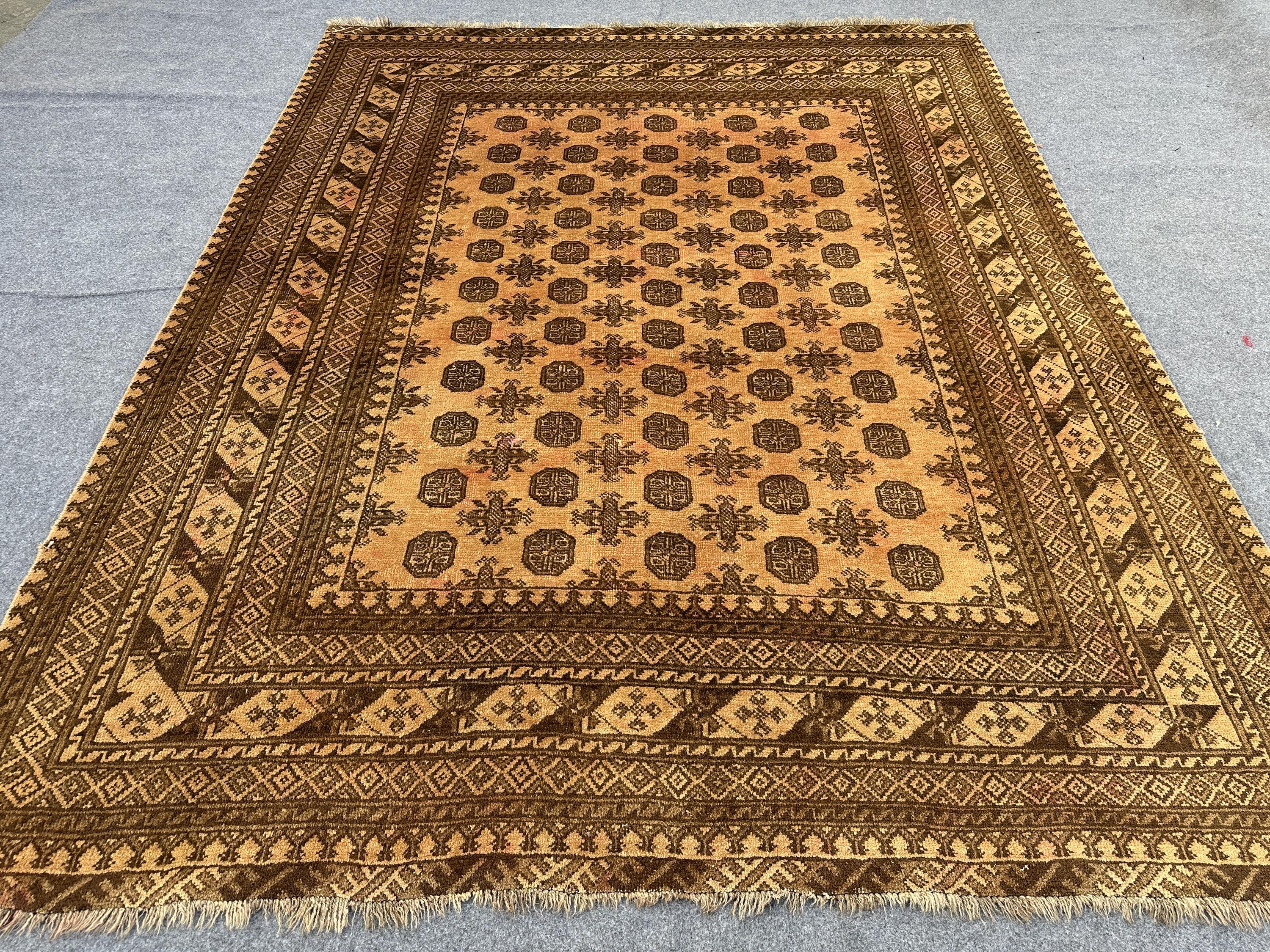 6.8x8.7 ft Antique Turkmen Bukhara Rug Afghan Ersari Hand-Knotted Wool Tribal Carpet, Turkish Rare Rug, Moroccan Style Rug, Mowri Design,