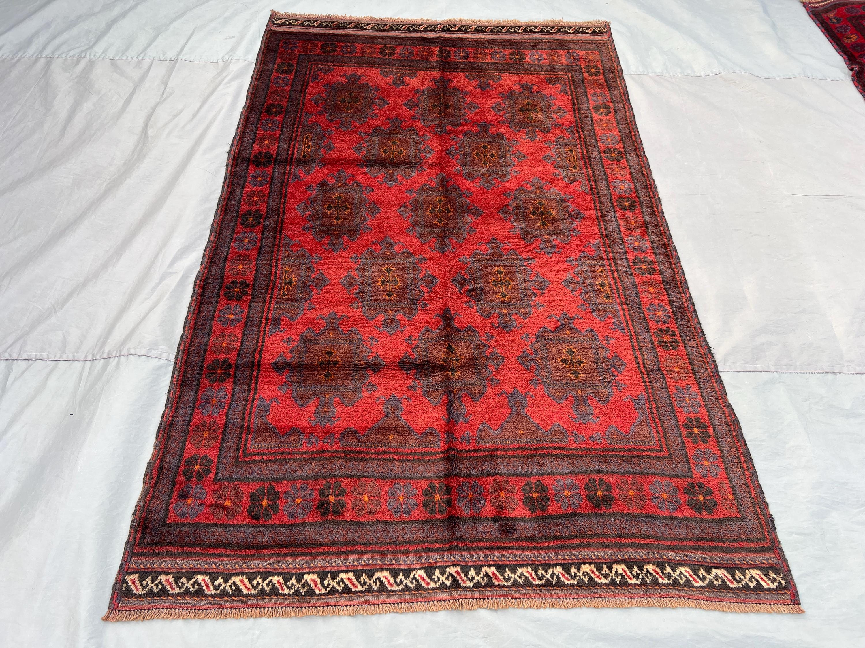5x8 Afghan Hand-Knotted Balochi Rug Vintage Soft Pile, Tribal Rug for Bedroom rug Living Room rug Farmhouse rug Study room rug | kitchen rug