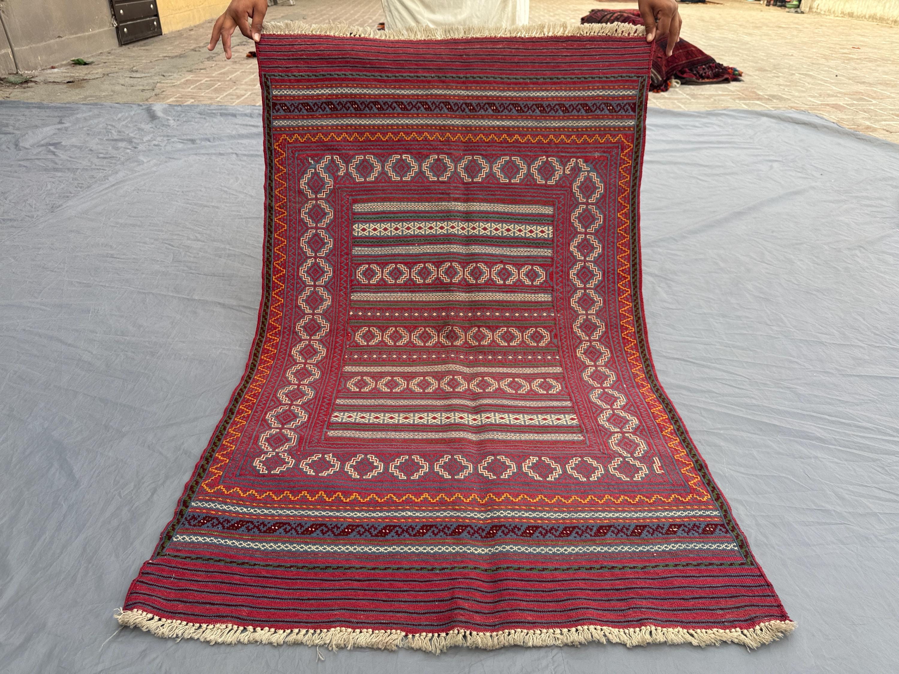 3 x 5フィートのヴィンテージアフガンスマックキリム | 手織り平織り