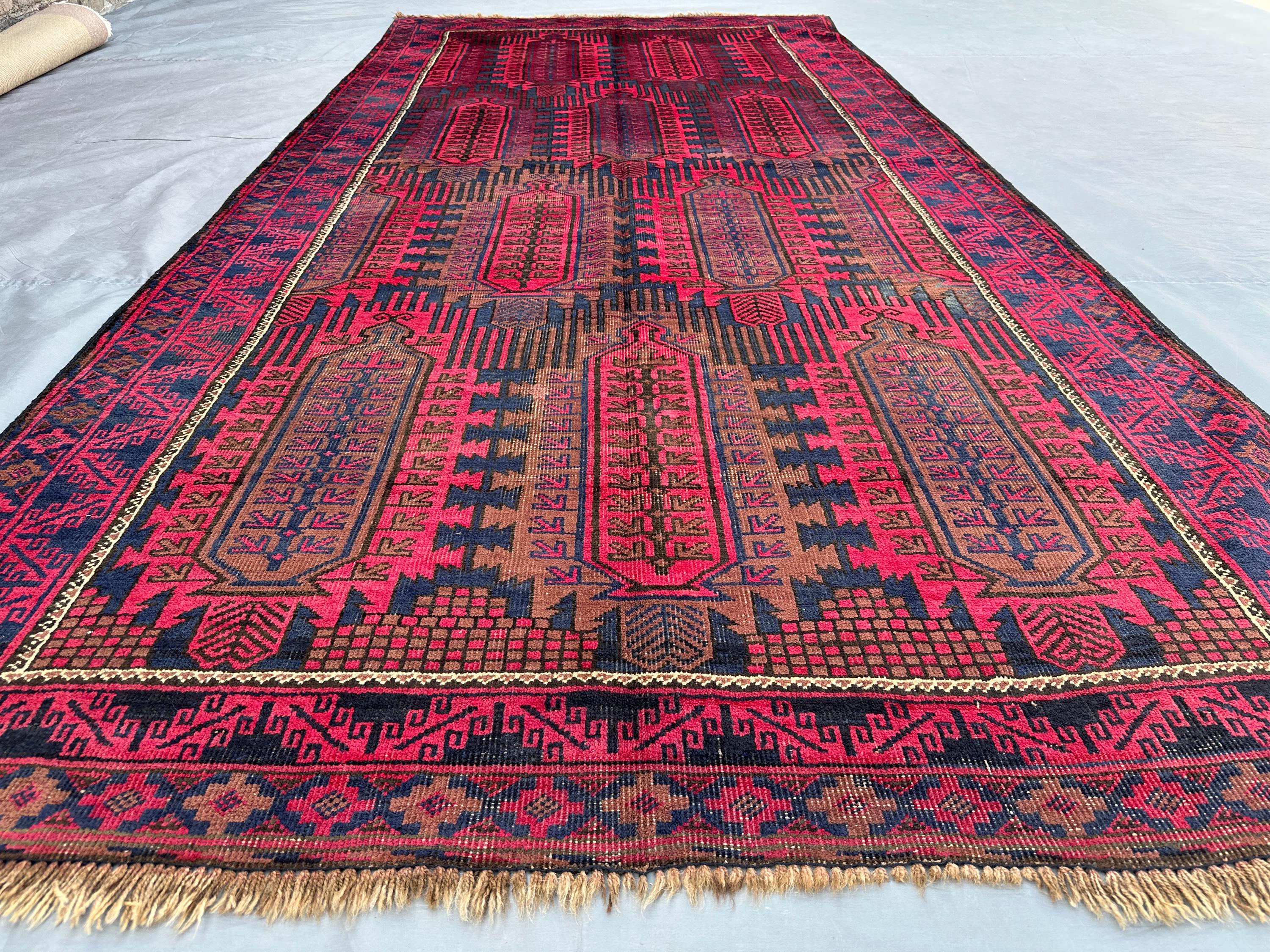 5x10 Vintage Afghan Wide Runner | Tribal Wool Baluch Rug | Hand Knotted Qalamdani | Outdoor Hallway Rug, Turkmen Style Area Carpet Decor