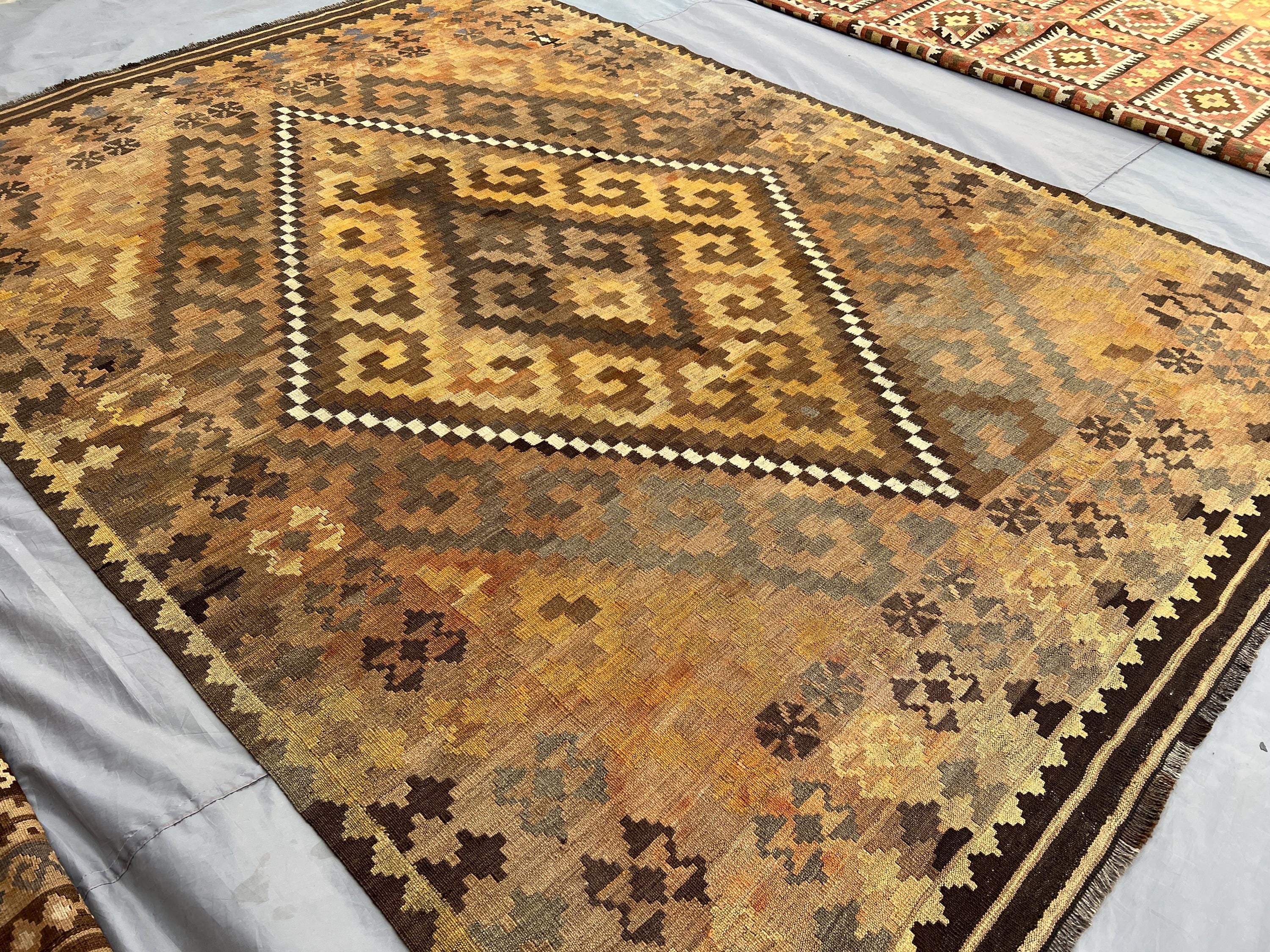 7x10 Antique Terracotta Faded Kilim | Afghan Flat Weave Wool Rug | Turkish Style Tribal Carpet | Vintage Boho Area Rug Decor Living Room Rug